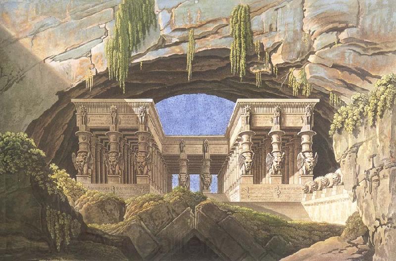 Karl friedrich schinkel The Portico of the Queen of the Night-s Palace,decor for Mozart-s opera Die Zauberflote